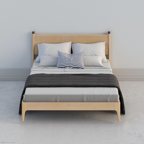 Elegant Low-Poly Bed Frame 3D model