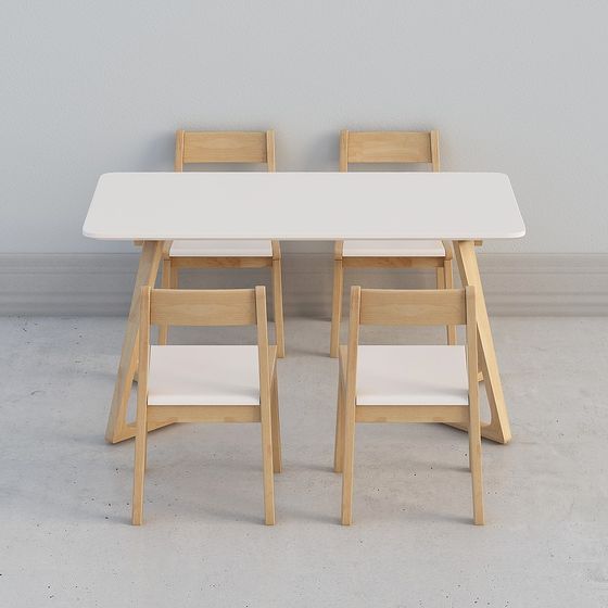 Modern Minimalist Dining Table and Chair Set 3D model