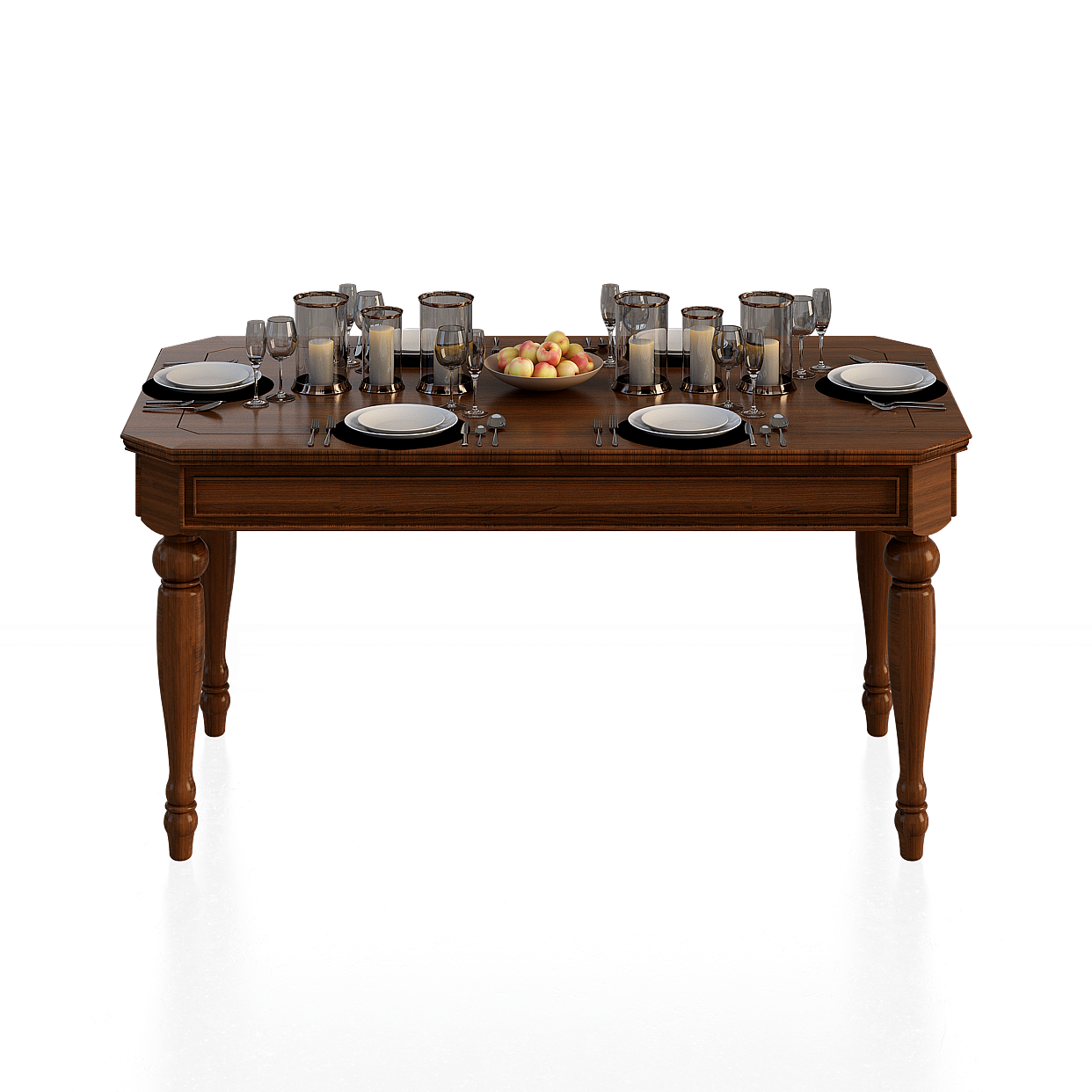 Inviting Dining Table 3D Model – Warm Wood Grain
