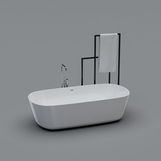 Modern Minimalist 3D Bathtub Model