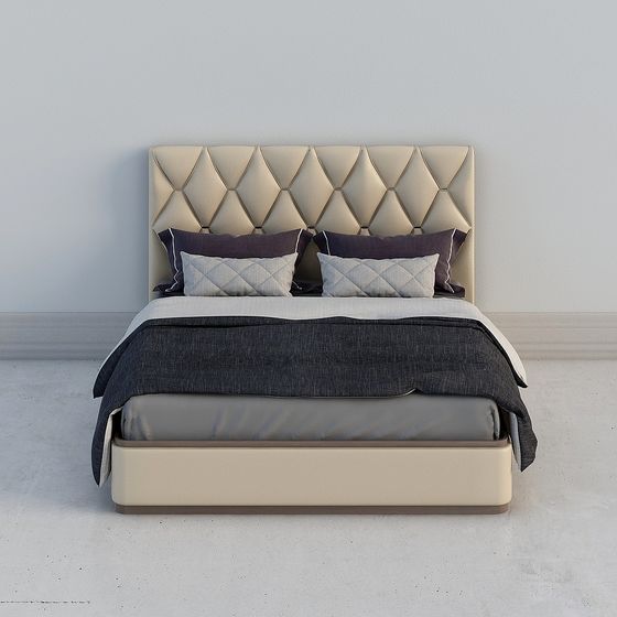 Elegant 3D Model Bed for Modern Interior Design