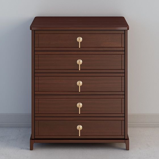 Modern Minimalist Wooden Drawer Cabinet 3D model