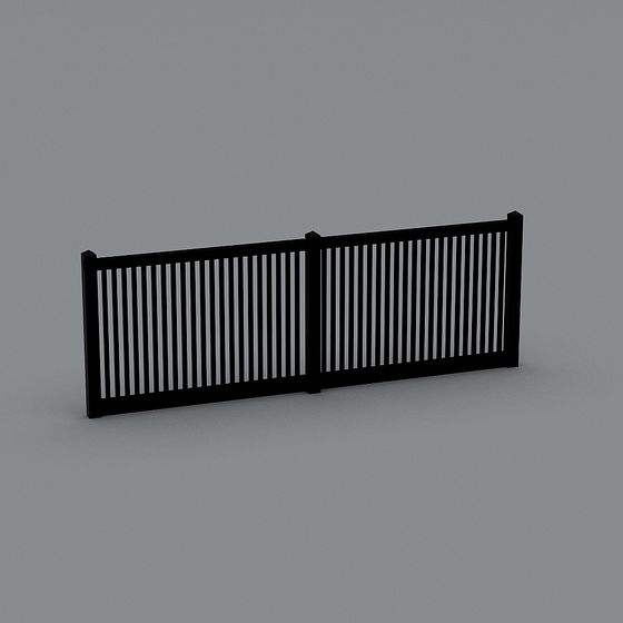 Low-Poly Black Fence 3D Model