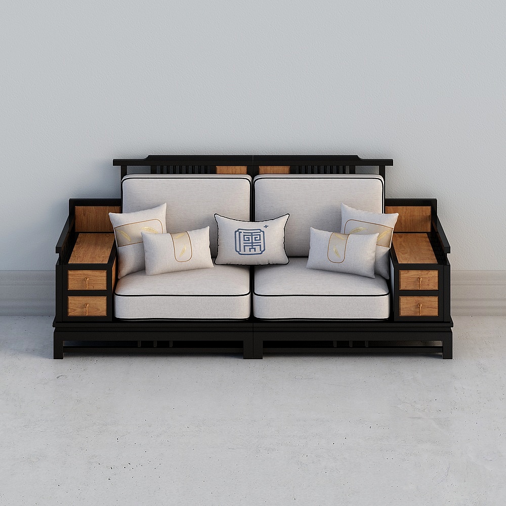 Elegant Eastern Aesthetic Sofa 3D Model