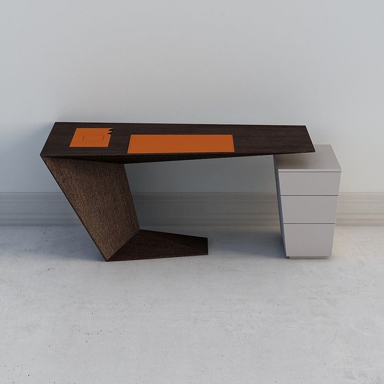 Stylish Z-Shaped Office Desk 3D model for Creative Projects