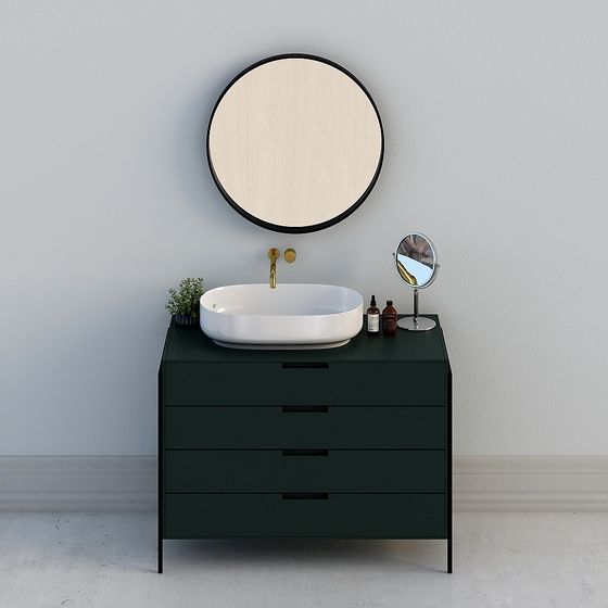 Elegant Low-Poly Bathroom Cabinet 3D model