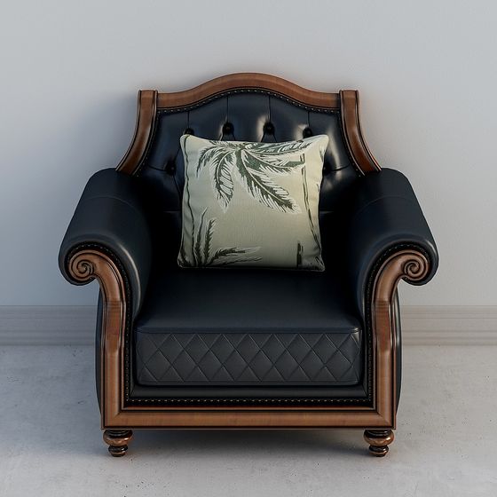 Elegant Vintage Leather Chair 3D model