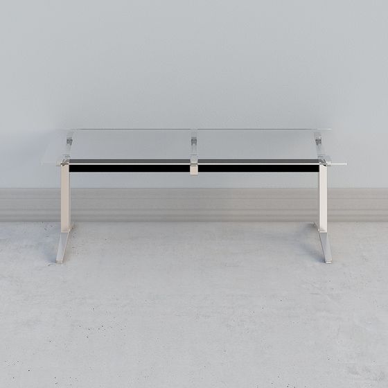 Sleek Glass Desk 3D model for Modern Spaces