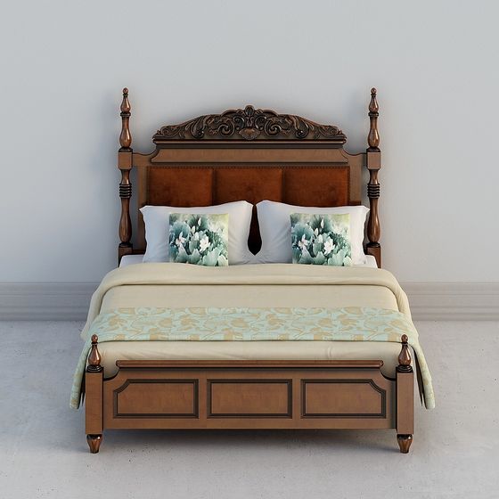 Vintage Low Polygon Bed Frame 3D model