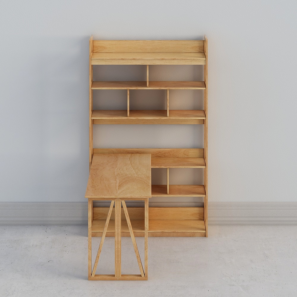 Libreria con Scrivania in Legno di Cacao Nordico 1801