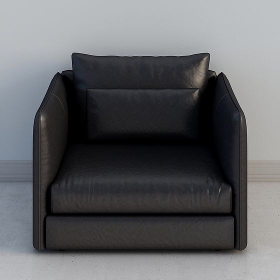 Urban Comfort Black Leather Armchair 3D model