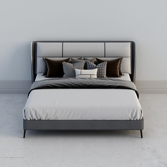 Stylish Low-Poly Bed Frame 3D model