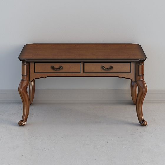 Elegant Vintage Style Desk and Chair Set 3D model