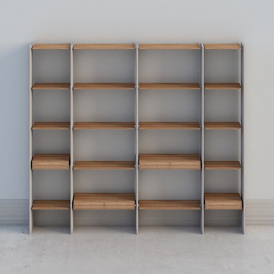Modern Low-Poly High-Detail Bookshelf 3D model