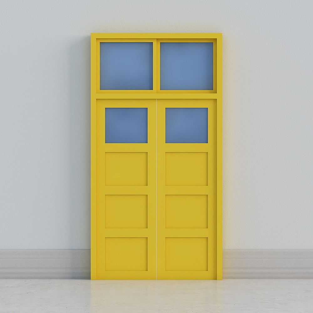 modern yellow windowed high door