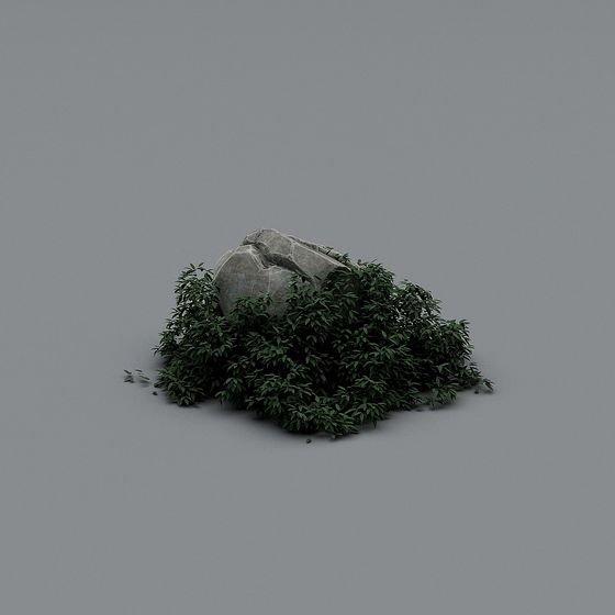 Rock and Greenery 3D Model