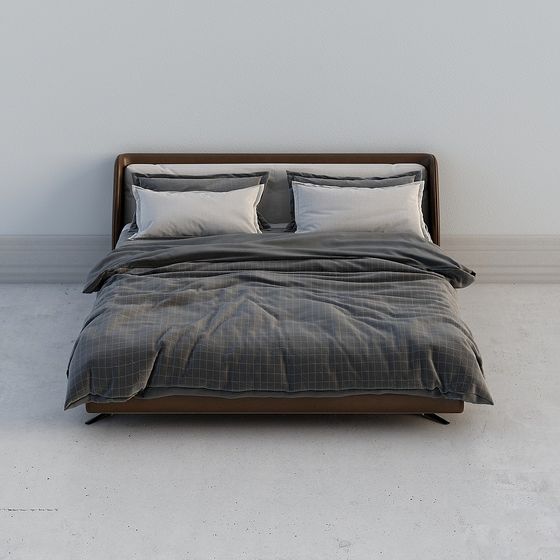 Modern Low-Polygon Bed 3D model