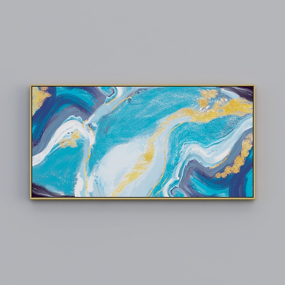 Kippe Modern Living Room horizontal gold frame 73x143cm abstract ocean wzd-x-1