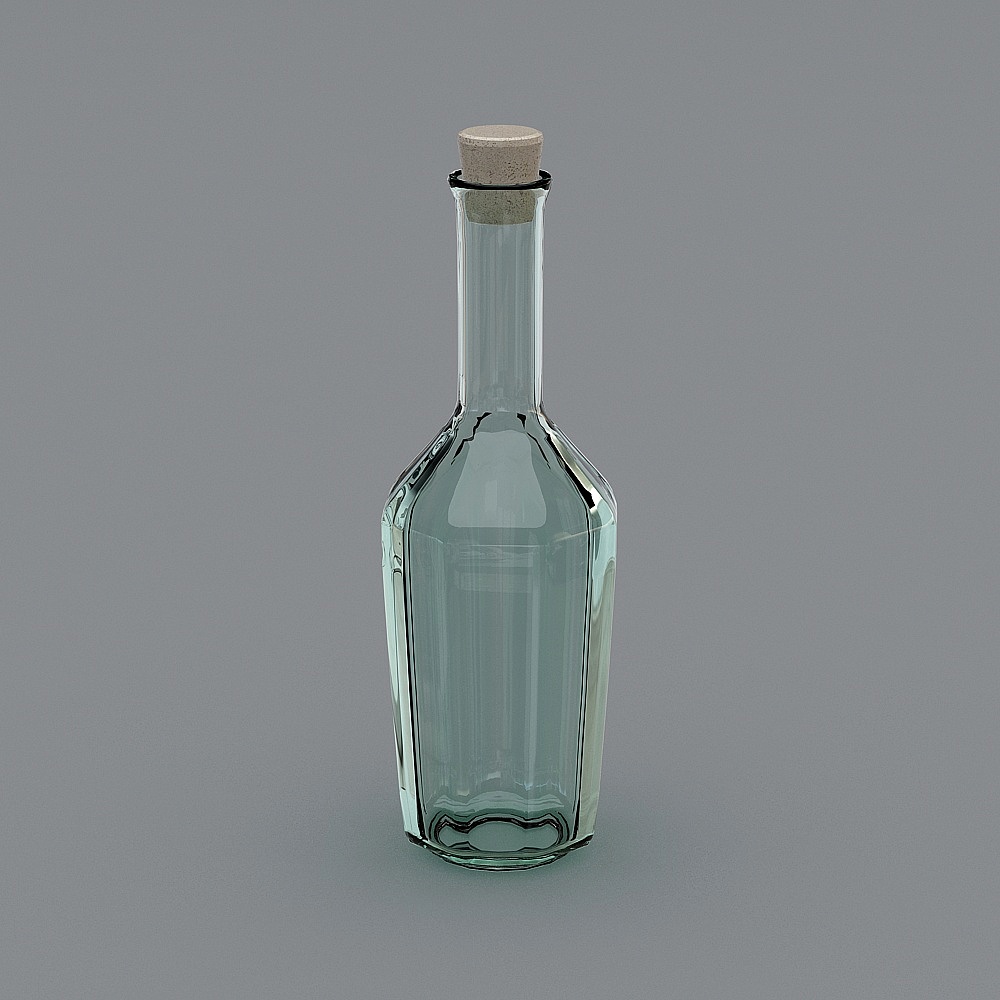 Elegant Glass Bottle 3D model for Modern Designs