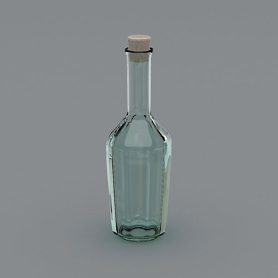 Elegant Glass Bottle 3D model for Modern Designs