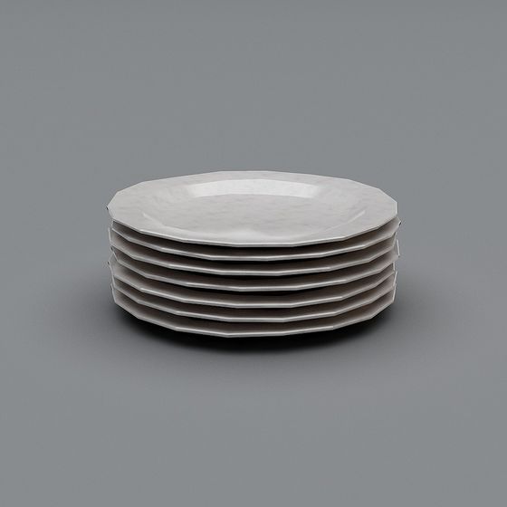 Stacked Plates Low-Poly 3D model