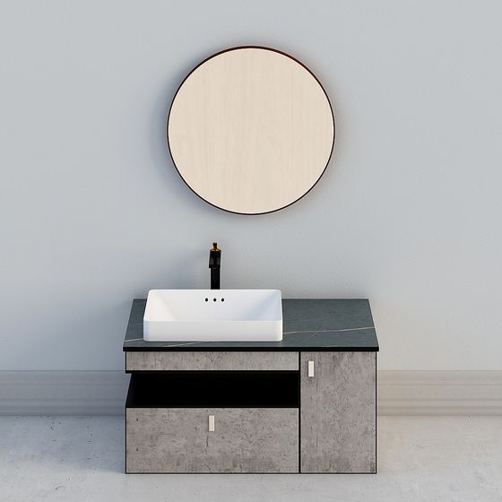 Chic Minimalist Bathroom Vanity 3D model for Creative Spaces