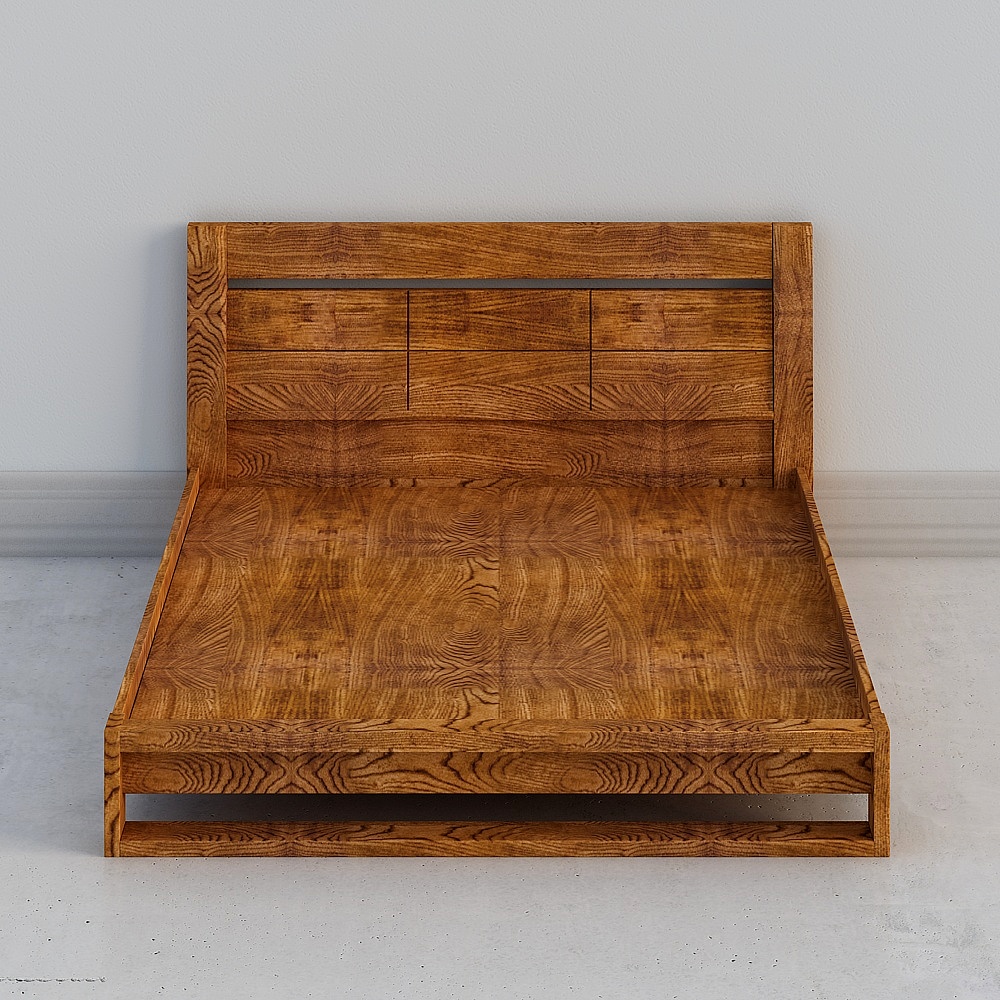 Modern wooden ribbed adult bed