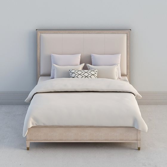 Elegant Minimalist Bed 3D model for Modern Interiors