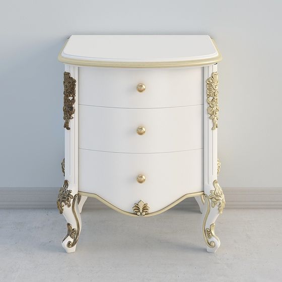 Elegant Rococo Nightstand 3D model