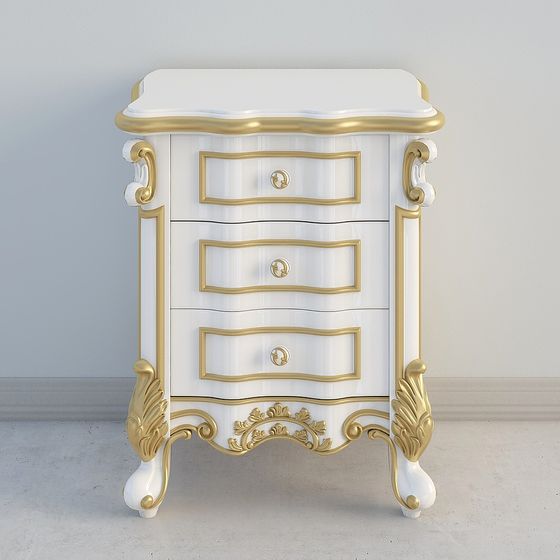 Baroque Style Nightstand 3D model