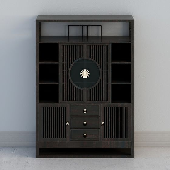 Oriental Style Bookshelf 3D model