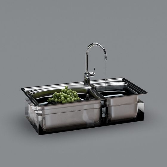 Stylish Stainless Steel Sink 3D model