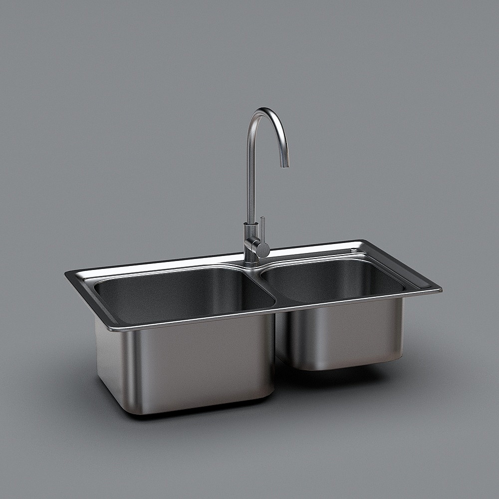 Double Basin Stainless Steel Sink 3D model
