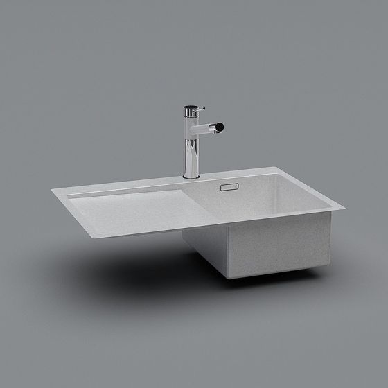 Sleek Low-Poly Kitchen Sink 3D model