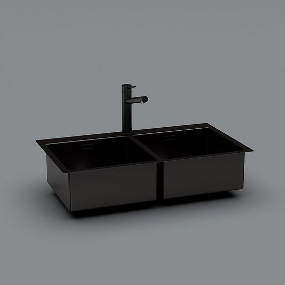 Sleek Double Basin Kitchen Sink 3D Model