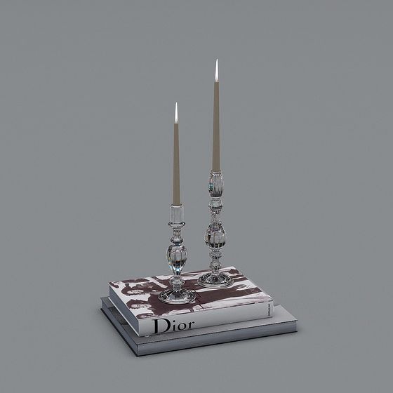 Elegant Low-Poly Candleholder 3D model Set