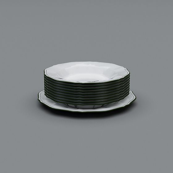 Elegant Retro Plate Stack 3D model