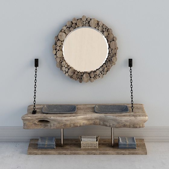 Wooden Log Vanity 3D model