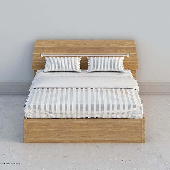 Modern Low-Polygon 3D Bed Frame Model