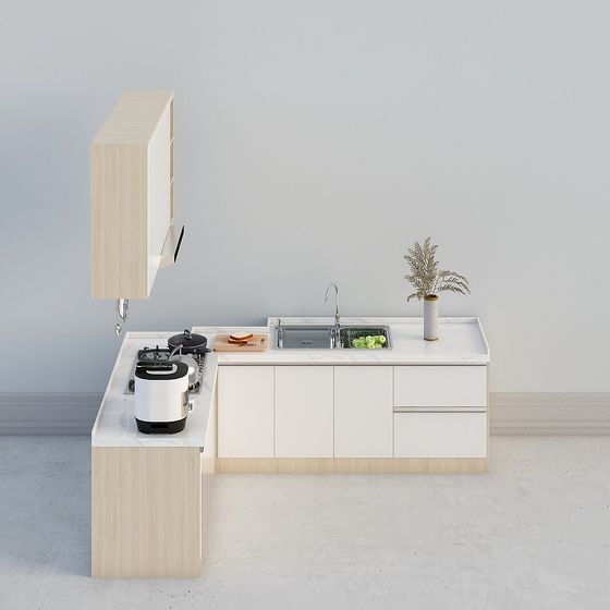 Modern Minimalist Kitchen 3D model Design