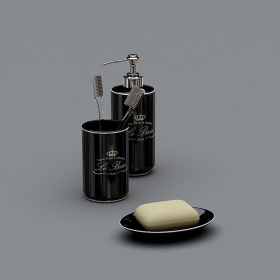 Chic Black Bathroom Accessories 3D model
