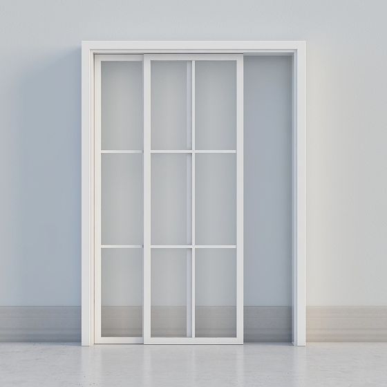 Modern Minimalist Glass Sliding Door 3D model