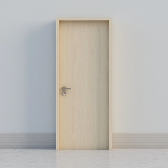 Elegant Low-Poly Wooden Door 3D model
