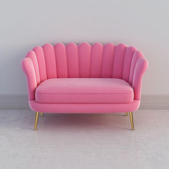 Chic Pink Shell Sofa 3D model