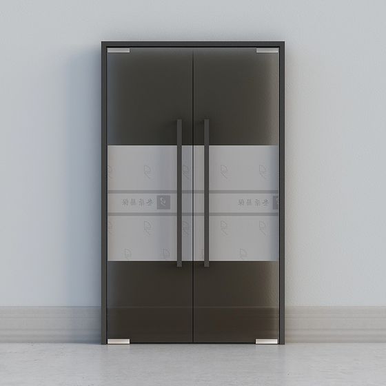 Stylish Glass Double Door 3D model for Contemporary Spaces