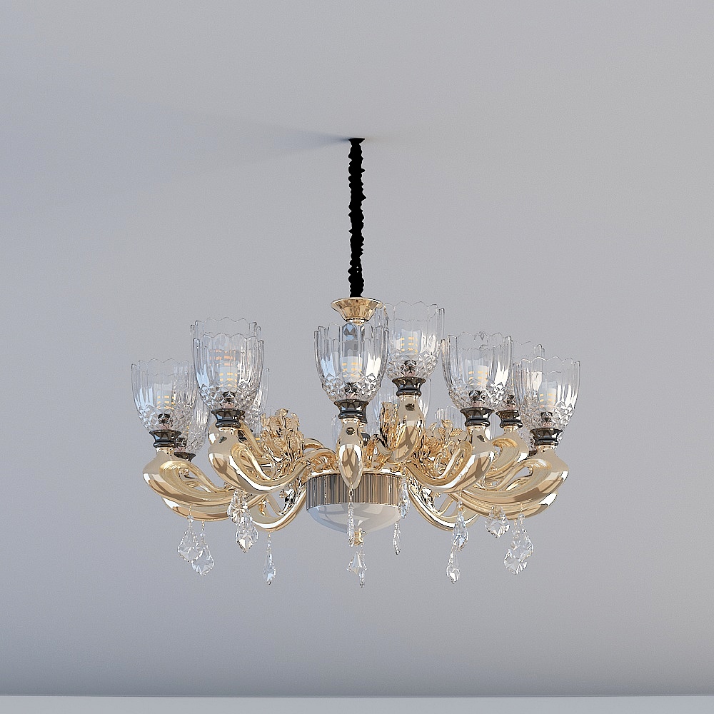 Elegant Low-Poly Chandelier 3D Model