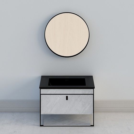 Elegant Minimalist Bathroom Cabinet 3D model