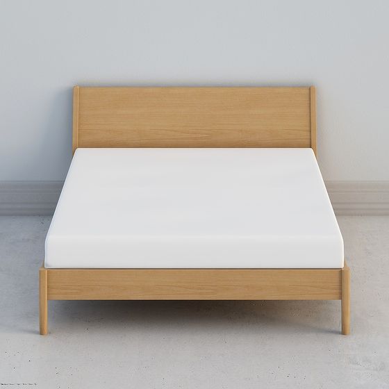 Stylish Wooden Bed Frame 3D model for Modern Interiors