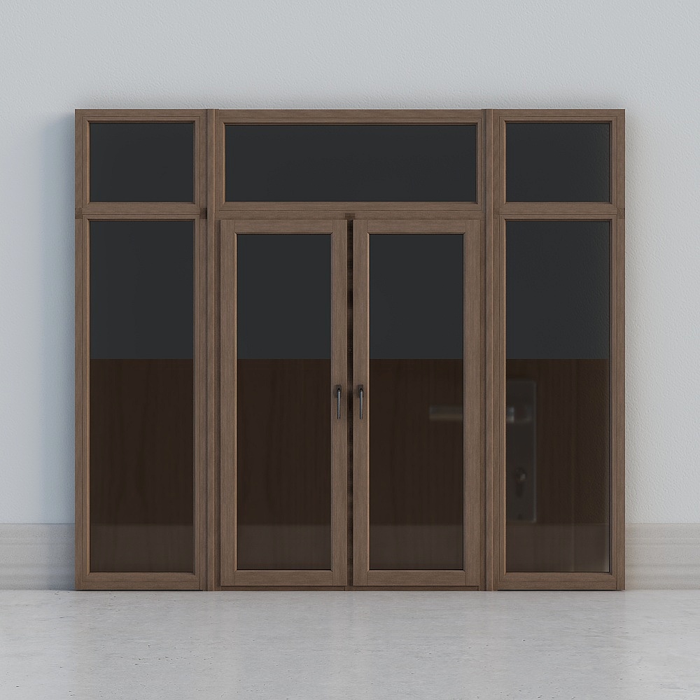 Cửa đôi gỗ tối màu rộng cao hiện đại