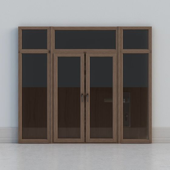 Cửa đôi gỗ tối màu rộng cao hiện đại